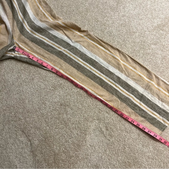 Romeo + Juliet Couture Jumpsuit Womens Medium Beige Gray Stripes Linen Blend - Picture 9 of 9